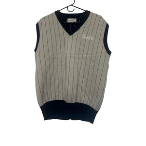 Bogey Boys Sweater Vest Large Gray Navy Pinstripe V-Neck Golf Streetwear Retro